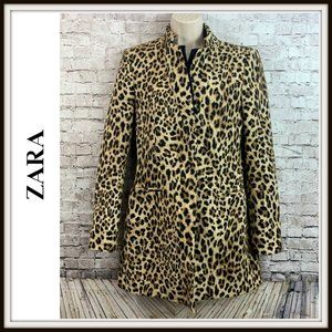 Zara Cheetah Contrast Collar Animal Print Blazer